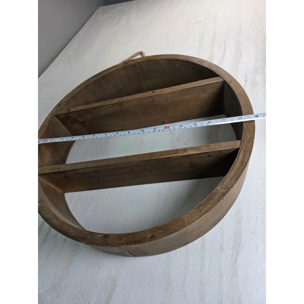 Rustic Wood Circular Floating Shelf Round Boho Wall Decor Shadow Box 17.5 Inch